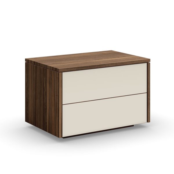 Mya night table, 2 drawers with glass drawer fronts